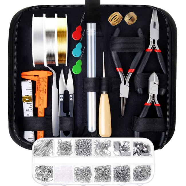 Jewelry Making Supplies Kit - Jewelry Repair Tool with Accessories Jewelry  Pliers Jewelry Findings and Beading Wires DIY earring necklace
